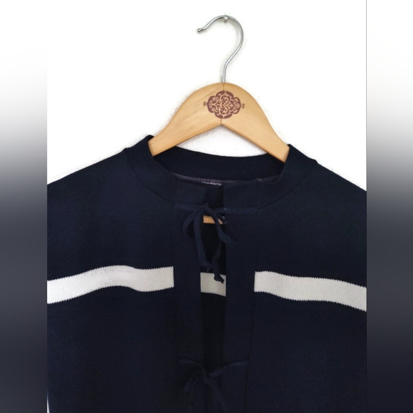 Vintage Navy And White Stretch Coastal Cardigan Size L/ XL - Picture 2 of 3